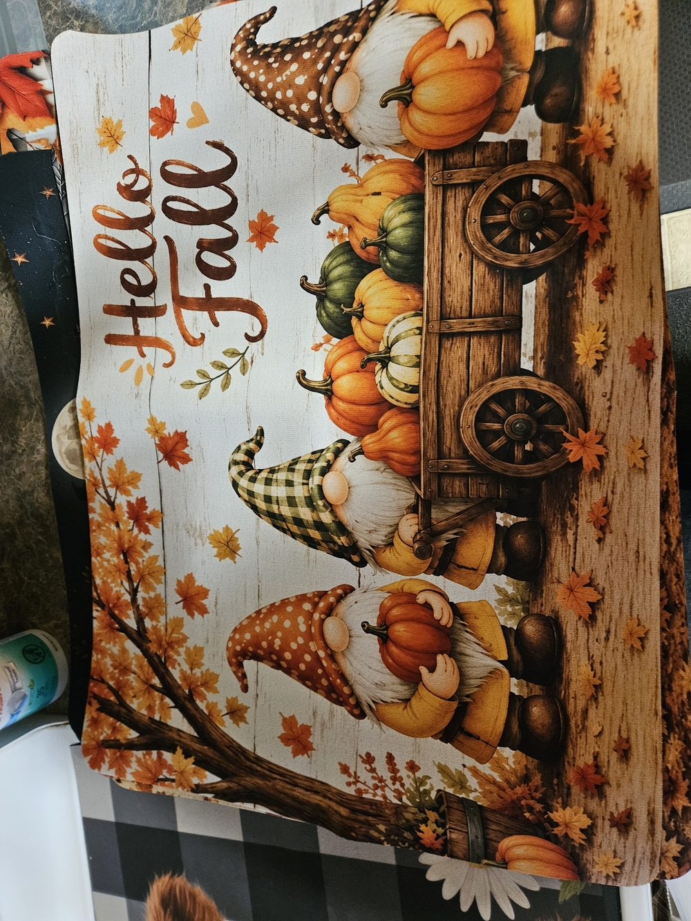 Stove Cover Or Mat Hello Fall Pumpkin Gnome Decorative  - New No Tags